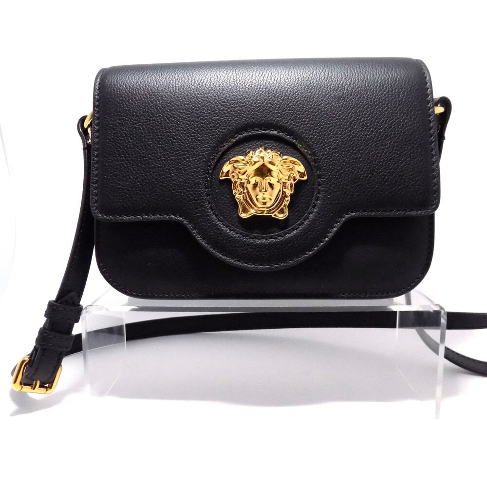 VERSACE Black LA MEDUSA Gold Plaque Crossbody Bag- Authentic-New